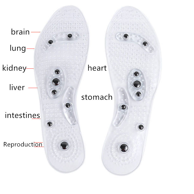Amazon transparent magnetic therapy insoles with 8 magnetic stones for massage, breathable health care, magnetic iron insoles for men and women, manufacturer pic 5