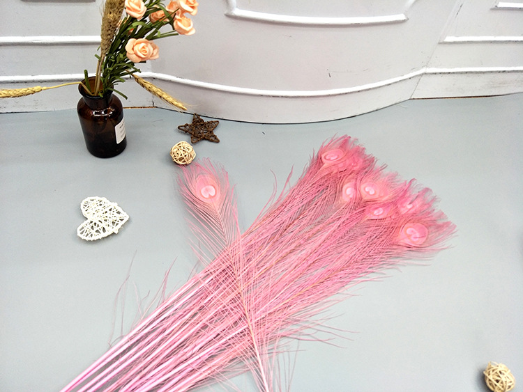 Peacock feather decolorization and dyeing pink props for home decoration and accessory materials peacock feathers pic 21