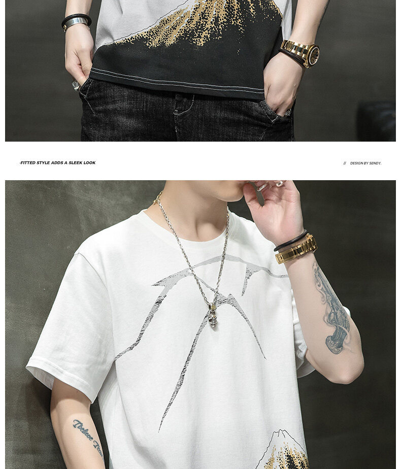 短袖t恤男士夏季潮流休闲半袖体恤打底衫内搭印花潮牌男装上衣服详情17