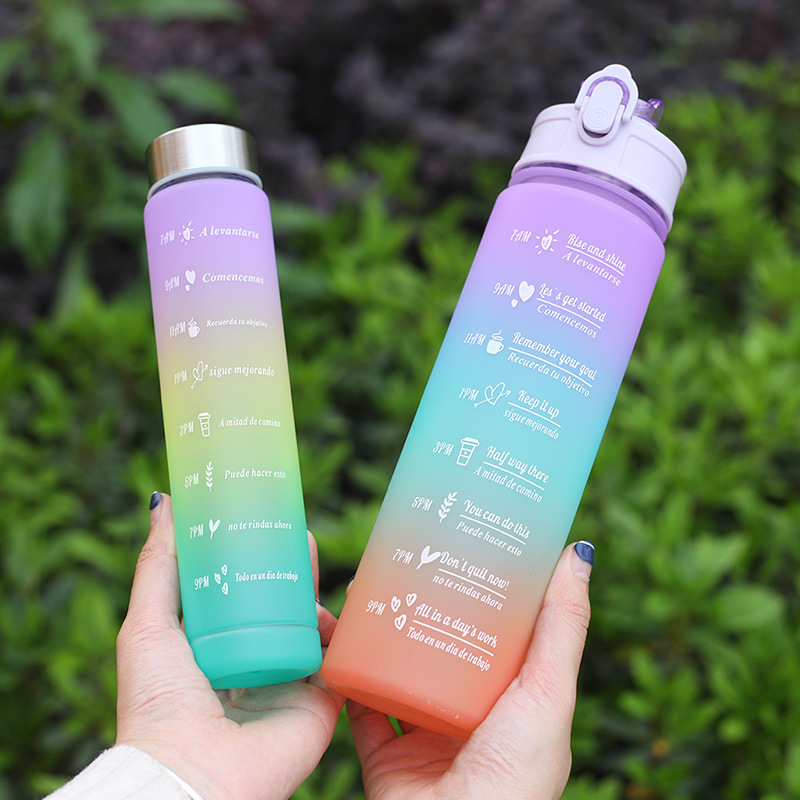 外贸3色渐变套装杯大中小三件套塑料水杯可户外运动详情8