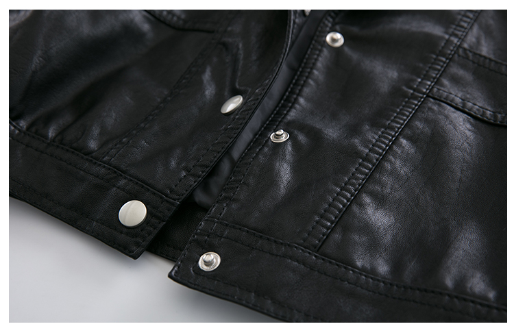 Black pu leather women's 2022 Spring and Autumn new fashionable Korean bf style loose short casual jacket is trendy pic 20
