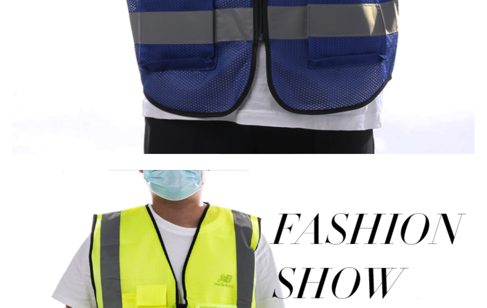 旺然拼色网眼反光背心环卫马夹代驾马甲拼接多口袋反光衣批发详情17