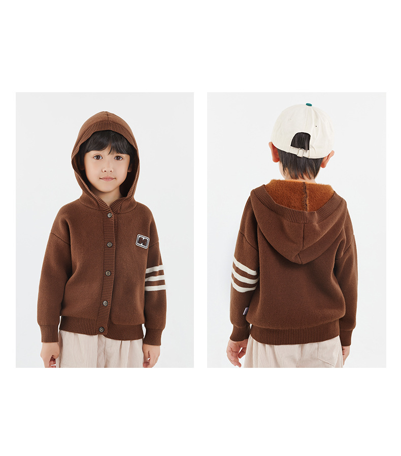 冬季男童一体绒连帽开衫新款男孩韩版加绒加厚毛衣A类棉防风外套详情11