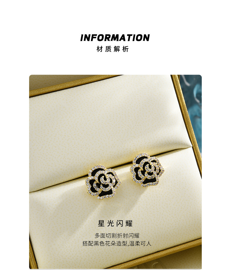 Wholesale of 2021 New 925 Silver Needle Camellia Micro-inlaid Zircon stud earrings, one-piece consignment, premium earrings pic 13