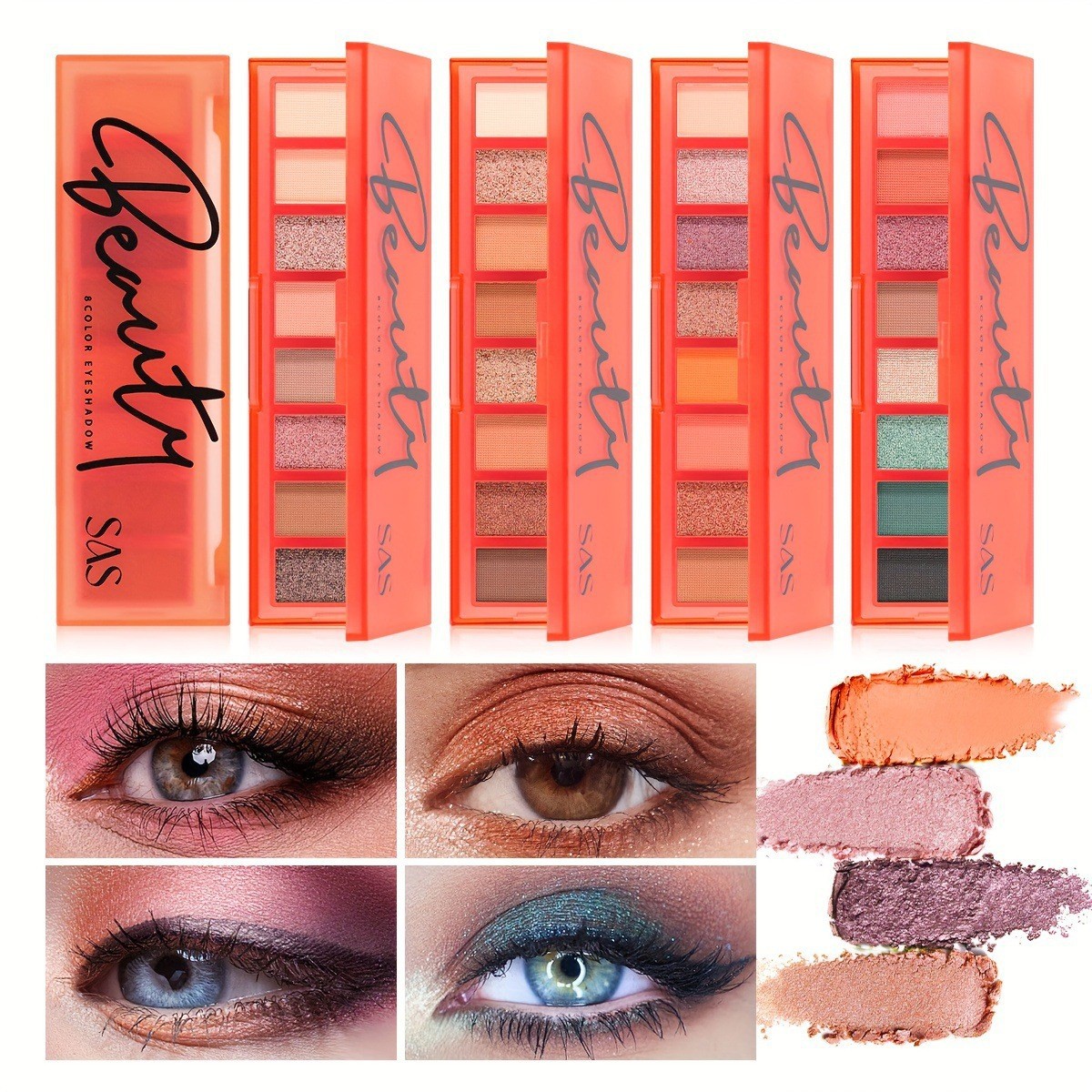 USHAS欧美跨境现货八色眼影盘珠光哑光防水不晕染闪粉眼影SAF038详情4