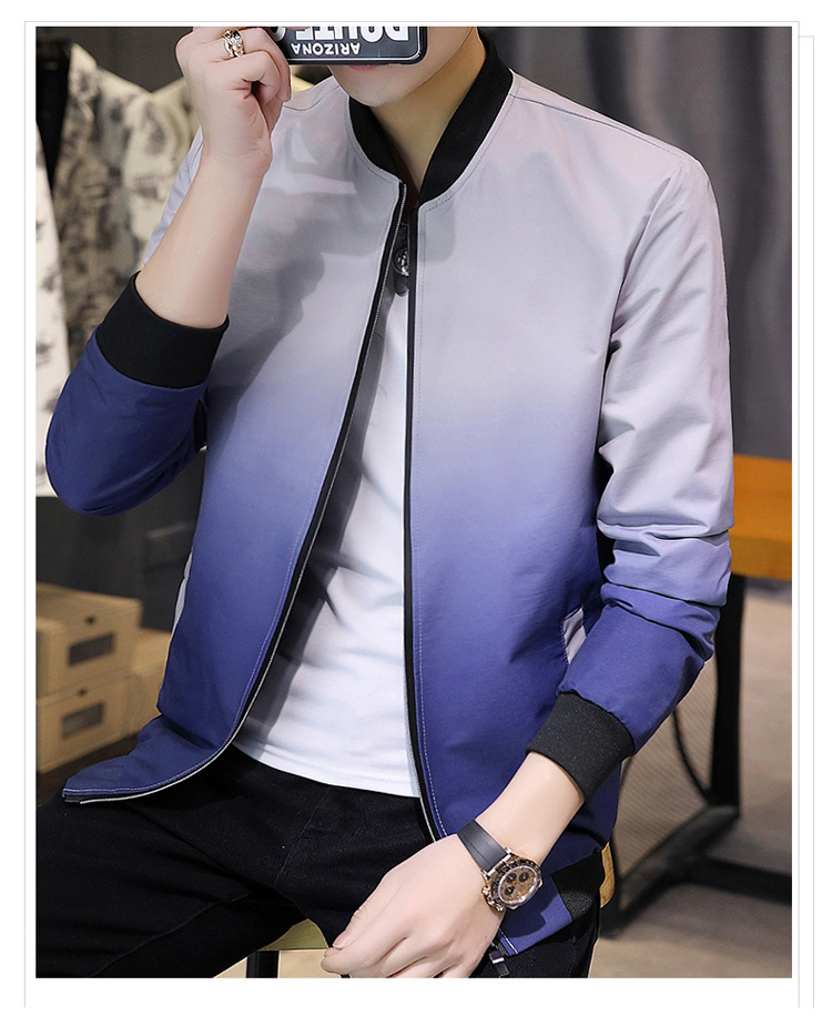 Comercio exterior primavera/otoño 2022 chaqueta versátil para hombres versión coreana slim fit baseball wear tendencia para hombres gradiente de estilo casual abrigos pic 18