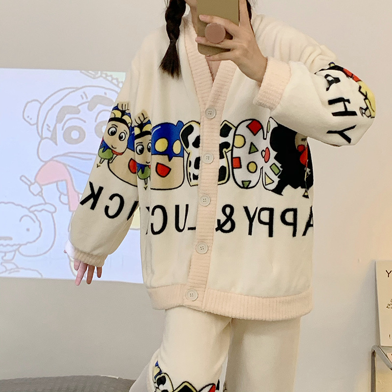 睡衣女珊瑚绒秋冬季学生加厚加绒法兰绒保暖甜美冬季天家居服套装详情13