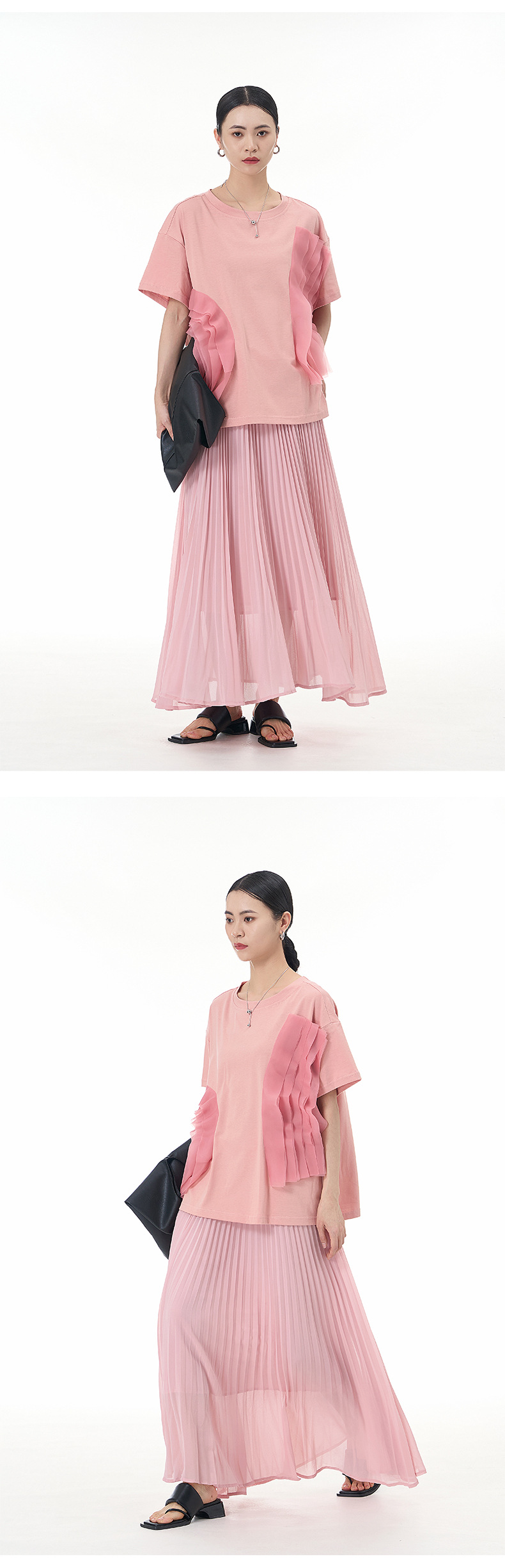 大码女装2025夏新宽松纱网拼接纯棉短袖T恤气质韩版显瘦上衣68852详情6