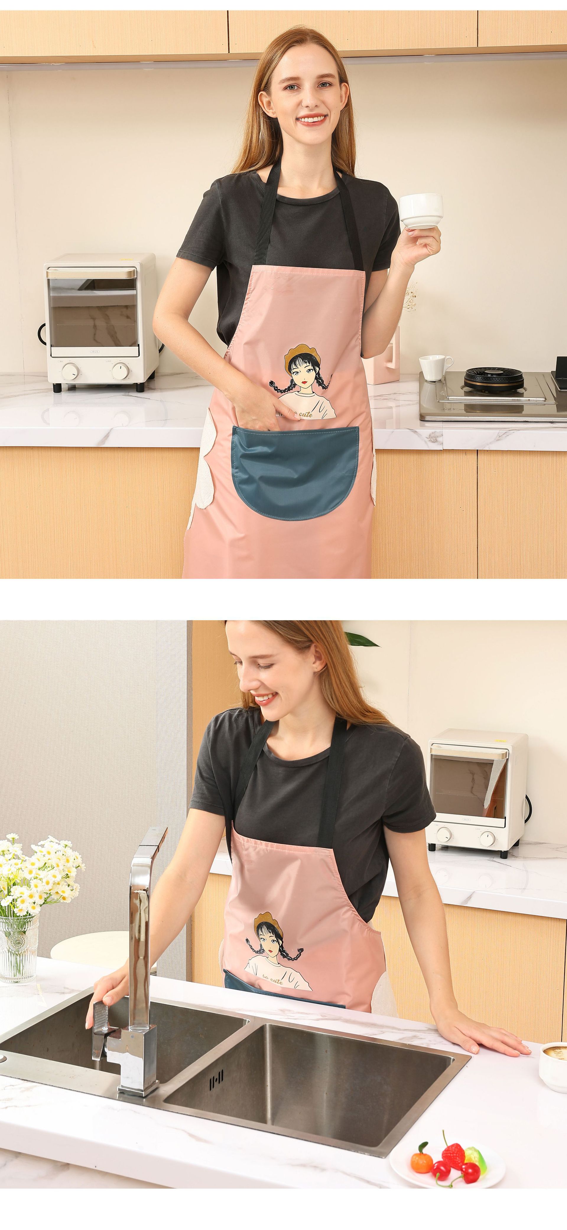 围裙女士厨房家用做饭防水防油擦手时尚网红餐饮专用围腰工厂直销详情19