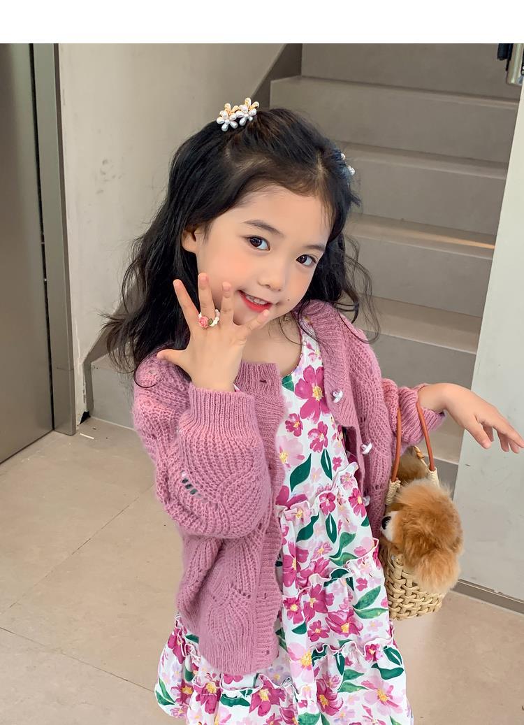 图图小象女童秋季童装儿童韩版碎花连衣裙洋气针织开衫宝宝套装详情21