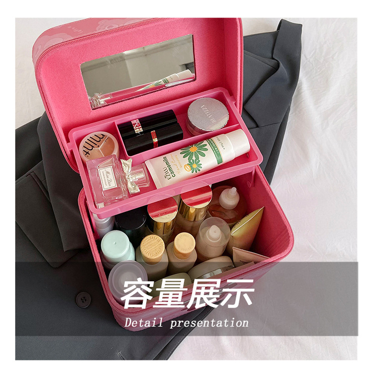 新款高颜值小熊化妆箱跟妆专用大容量化妆品收纳包便携手提箱批发详情7