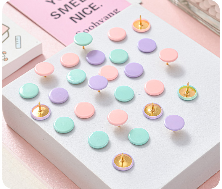 Macaron-colored large flat four-compartment box, golden stationery set, book holder, thumbtack, paperclip combination, small stationery set pic 15