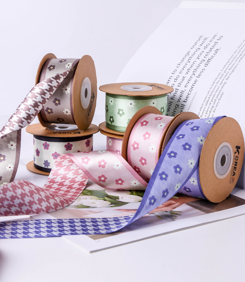 AB side small floral patterns, thousand bird patterns, printed webbing, flower gift packaging, DIY hair accessories, bow bag decoration pic 12