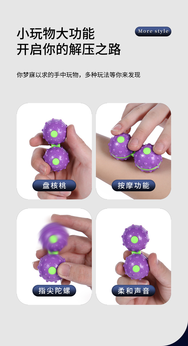 跨境3D萝卜球手指按摩球玩具指尖旋转陀螺连体成人减压神器按摩器详情3