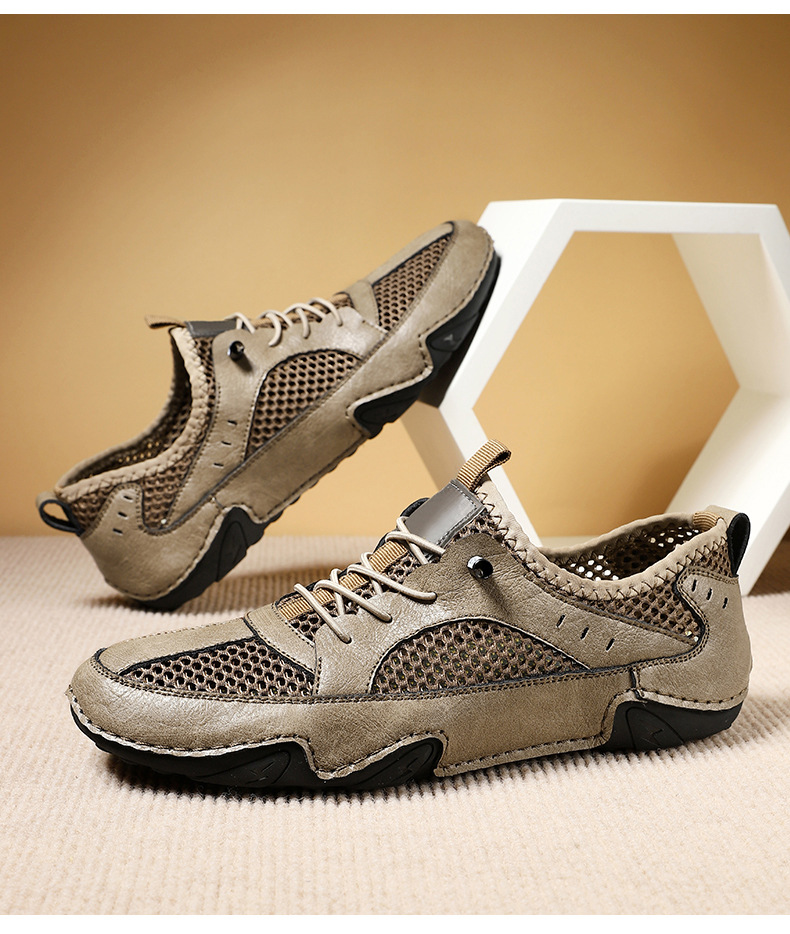 真皮牛皮跨境新款男士休闲运动鞋大码缝制透气网面鞋八爪鱼男鞋子详情34