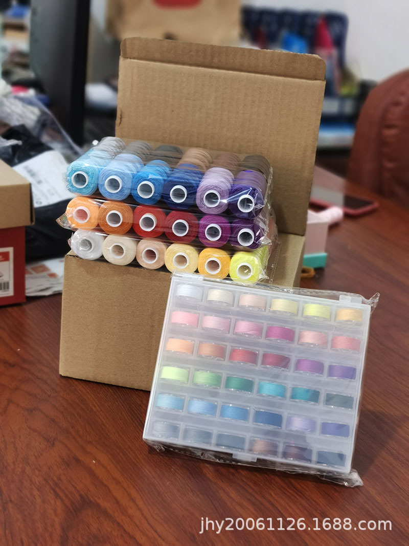 36-color 402 sewing thread with 36-color shuttle core set, can be added with hand sewing needle card shuttle core box, small thread, hand sewing thread pic 3