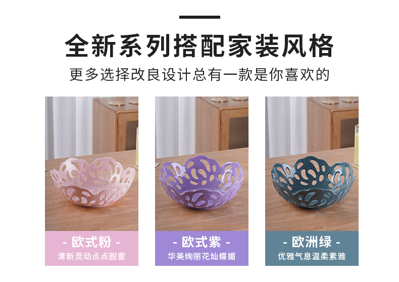 Draining basket, colorful classic melamine fruit plate, hollowed-out fruit basket, fruit plate, kitchen vegetable basket, living room, home, daily use pic 19
