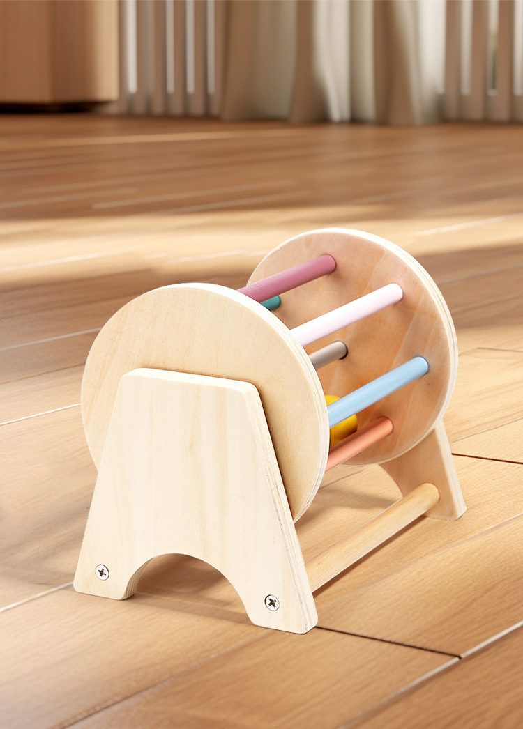 蒙氏教具蒙特梭利木制纺织鼓滚动鼓 0-3岁婴幼儿早教益智玩具详情9