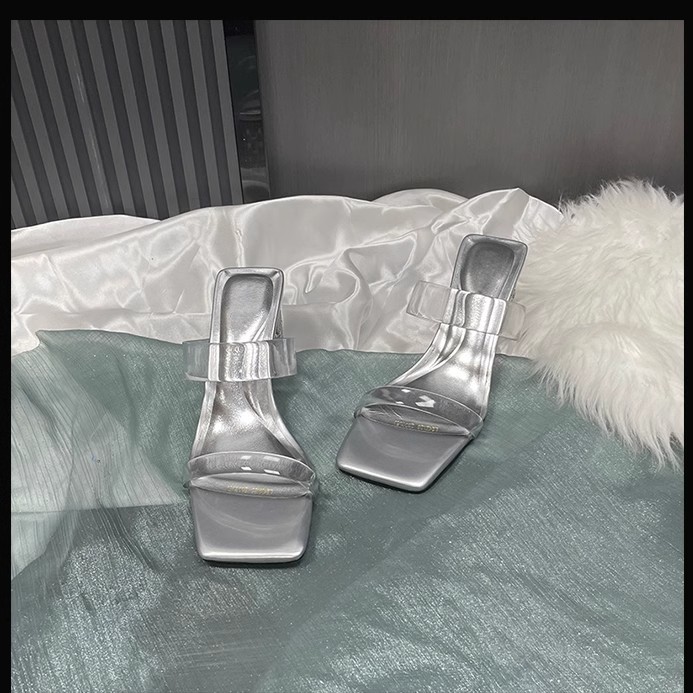 羊皮版~法式绝美透明一字凉拖鞋女夏季外穿精致2024新款粗高跟鞋详情19