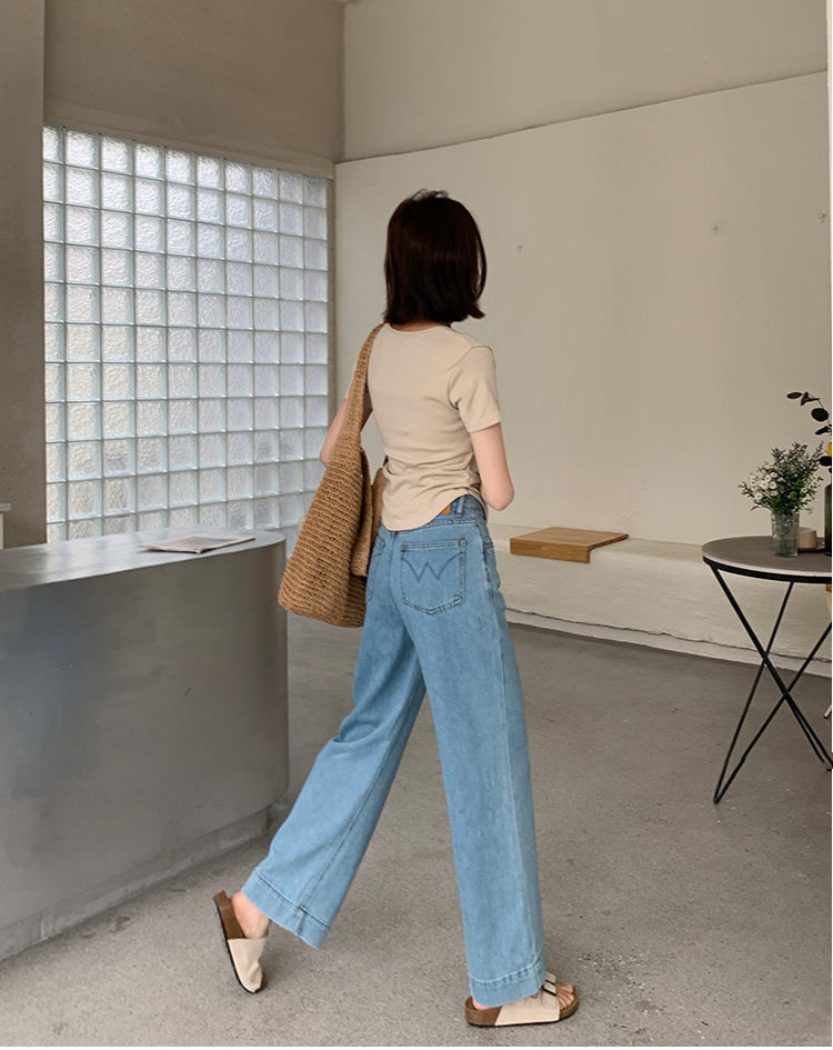 超清凉 天丝柔软牛仔裤女春夏新款弹力宽松薄款小个子直筒长裤子详情15