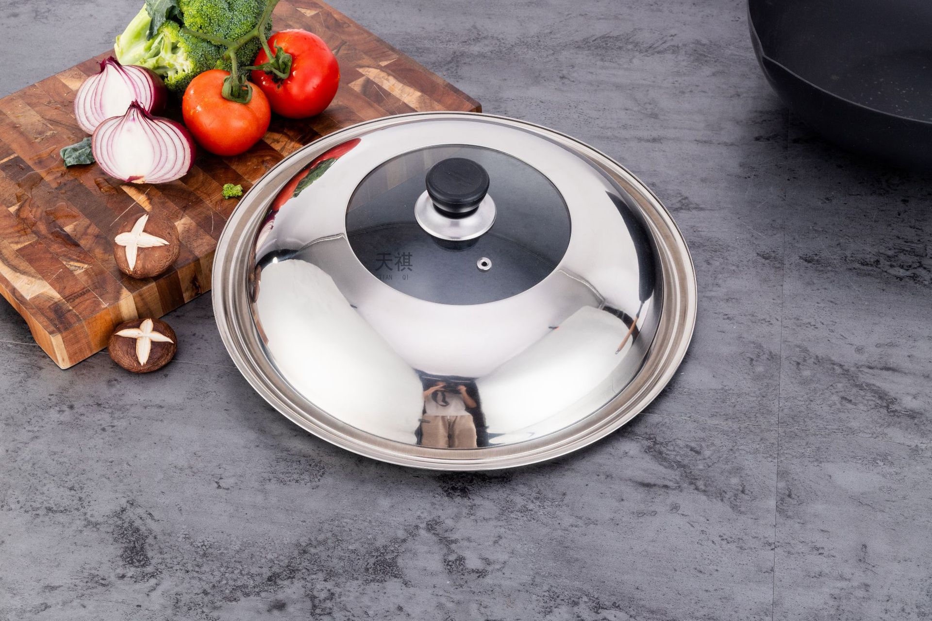 Stainless steel pot lid, household cooking pot lid, 30-40cm, wok combination lid, universal non-magnetic pot lid, glass lid pic 11