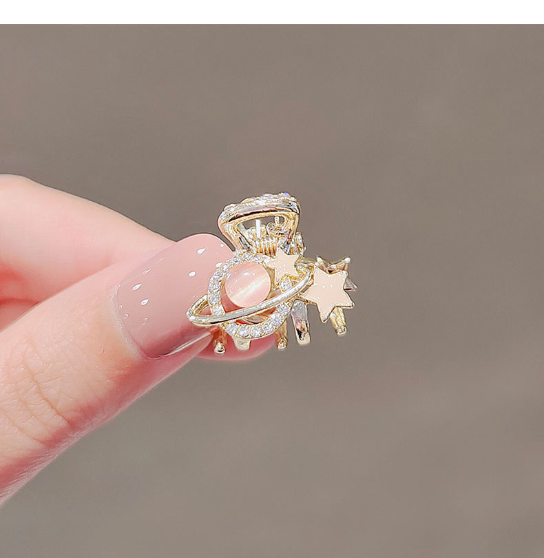 Korean cute pink planet hair clips, bangs clips, girl star hair grabbers, small shark clips pic 3