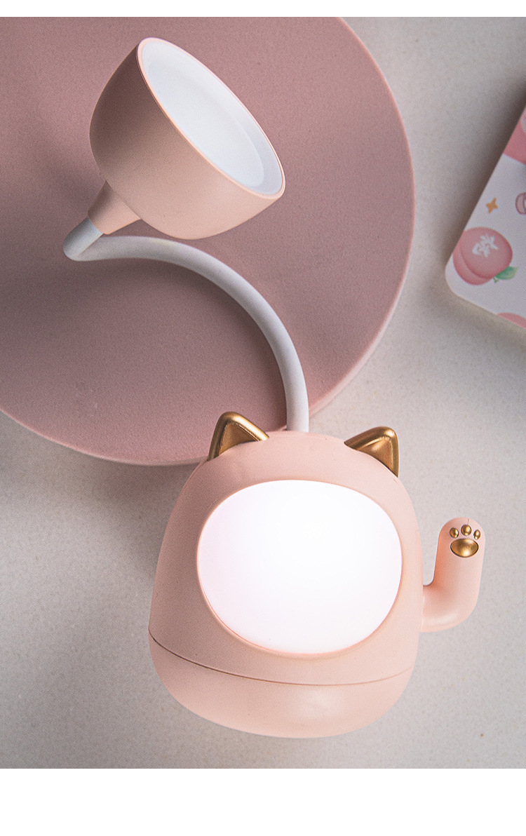 New USB charging desk lamp, Maneki Neko eye-protecting LED desk lamp with pencil sharpener and night light, portable desktop desk lamp pic 7