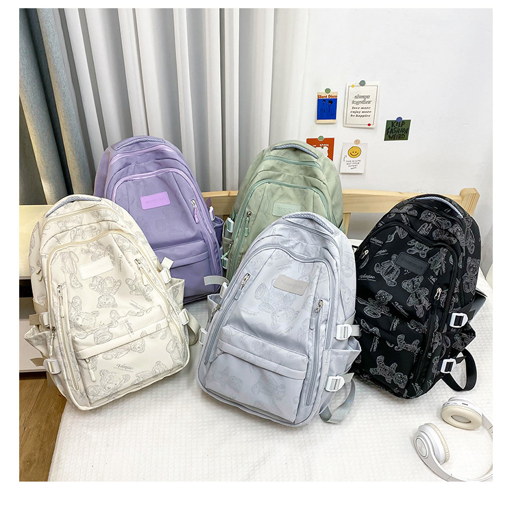 大容量新款双肩包时尚出行男女背包大学生中小学生书包批发详情24