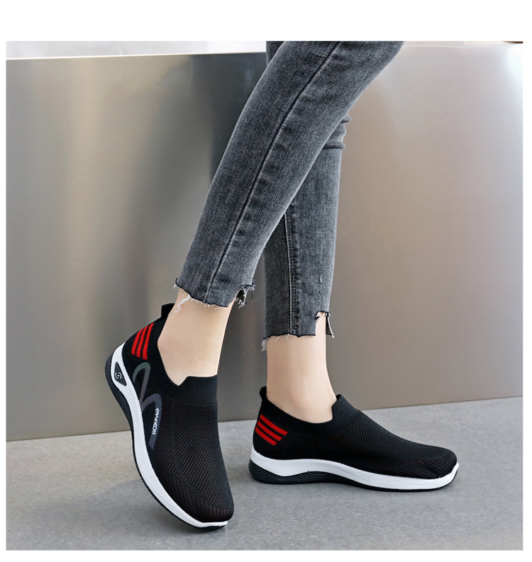 2023新款飞织一脚蹬袜子口休闲女鞋按摩底透气妈妈鞋健步运动鞋详情31