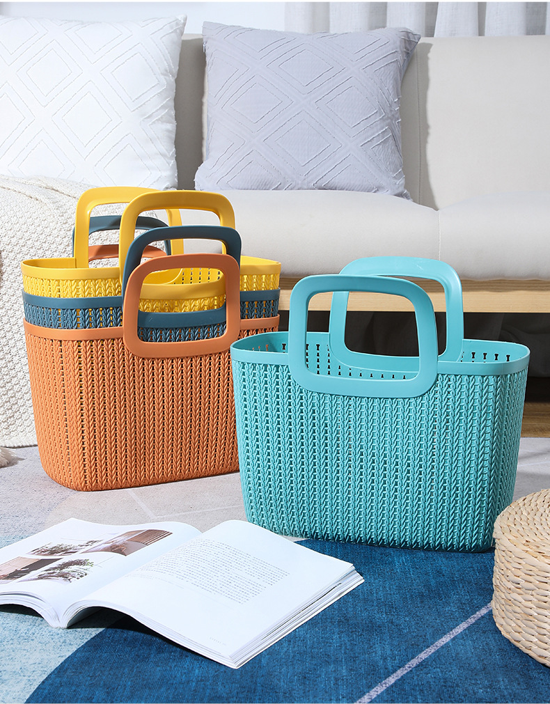 W15-2224 soft material hand-held storage basket, large plastic unbreakable, home fruit and vegetable storage basket, kitchen storage basket pic 9