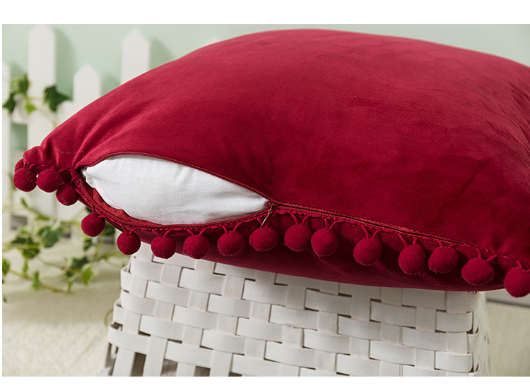 Cross-border InS-style velvet ball pillowcase, Nordic simple solid color cushion cover, Christmas sofa pillow cover pic 18