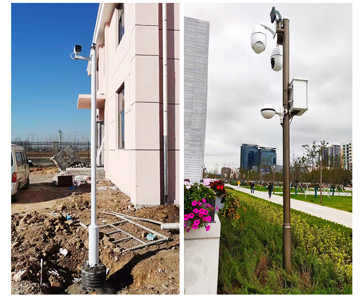 The manufacturer of outdoor camera brackets for surveillance poles in residential areas offers 3-meter and 3.5-meter vertical poles for bullet cameras and dome cameras pic 14
