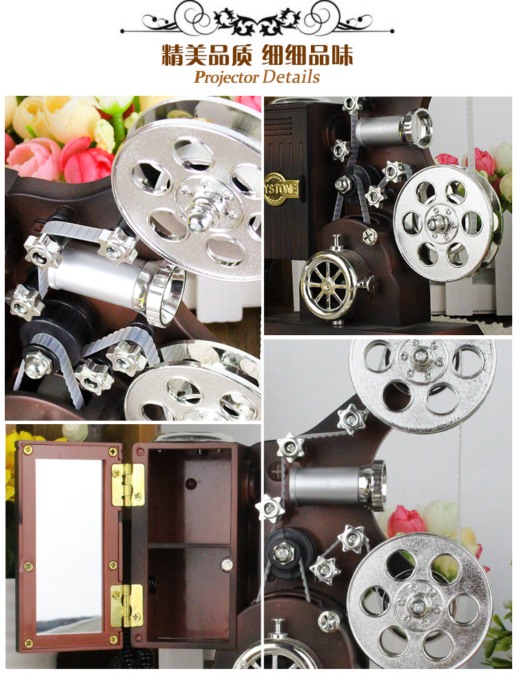 Retro japonés cine proyector caja de música rosa chica corazón regalo decoración del hogar cafetería posando al por mayor pic 7