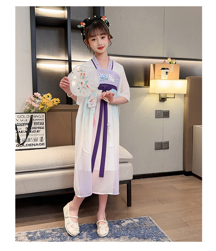 汉服女童春薄款中国风襦裙连衣裙古装超仙春季小女孩儿童唐装批发详情35