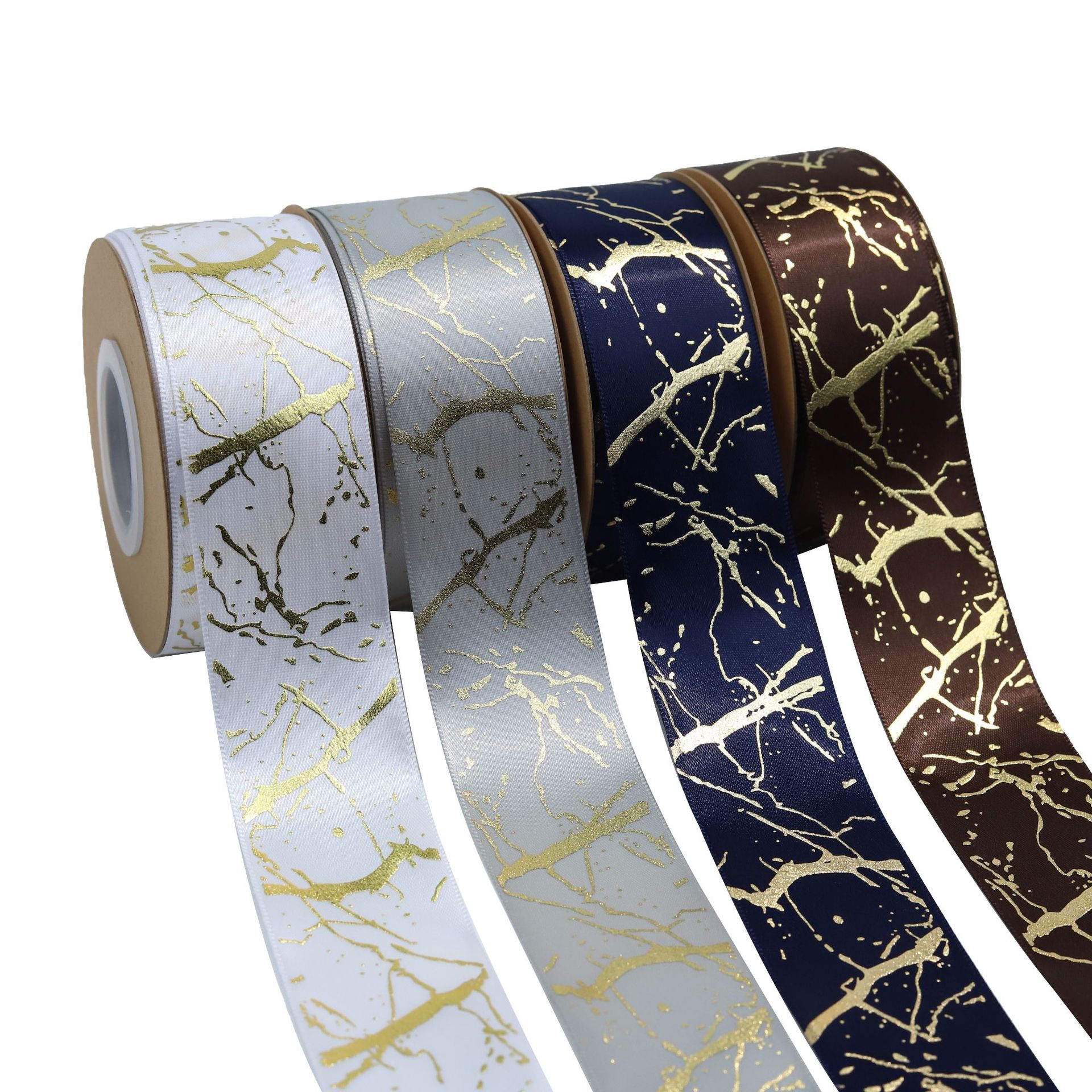 Lu De 2.5CM webbing with gilding, irregular pattern logo, white ribbon gilding, cake gift box, bow pic 10