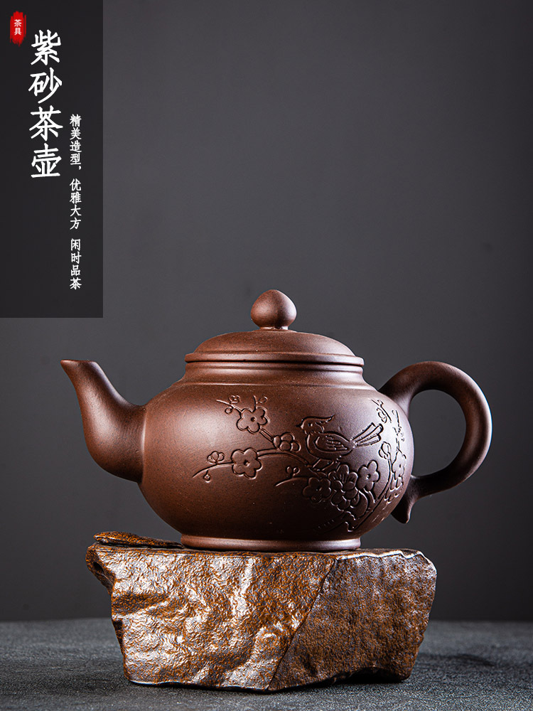 Purple clay teapots, large-sized brewing teapots, large-capacity semi-handcrafted single teapots, household tea sets, tea cup sets, one piece for consignment pic 1