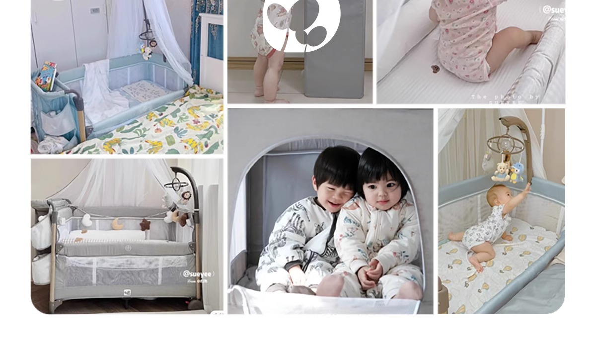 酷豆丁婴儿床折叠拼接大床便携式床可移动新生婴儿床尿布台宝宝床详情21