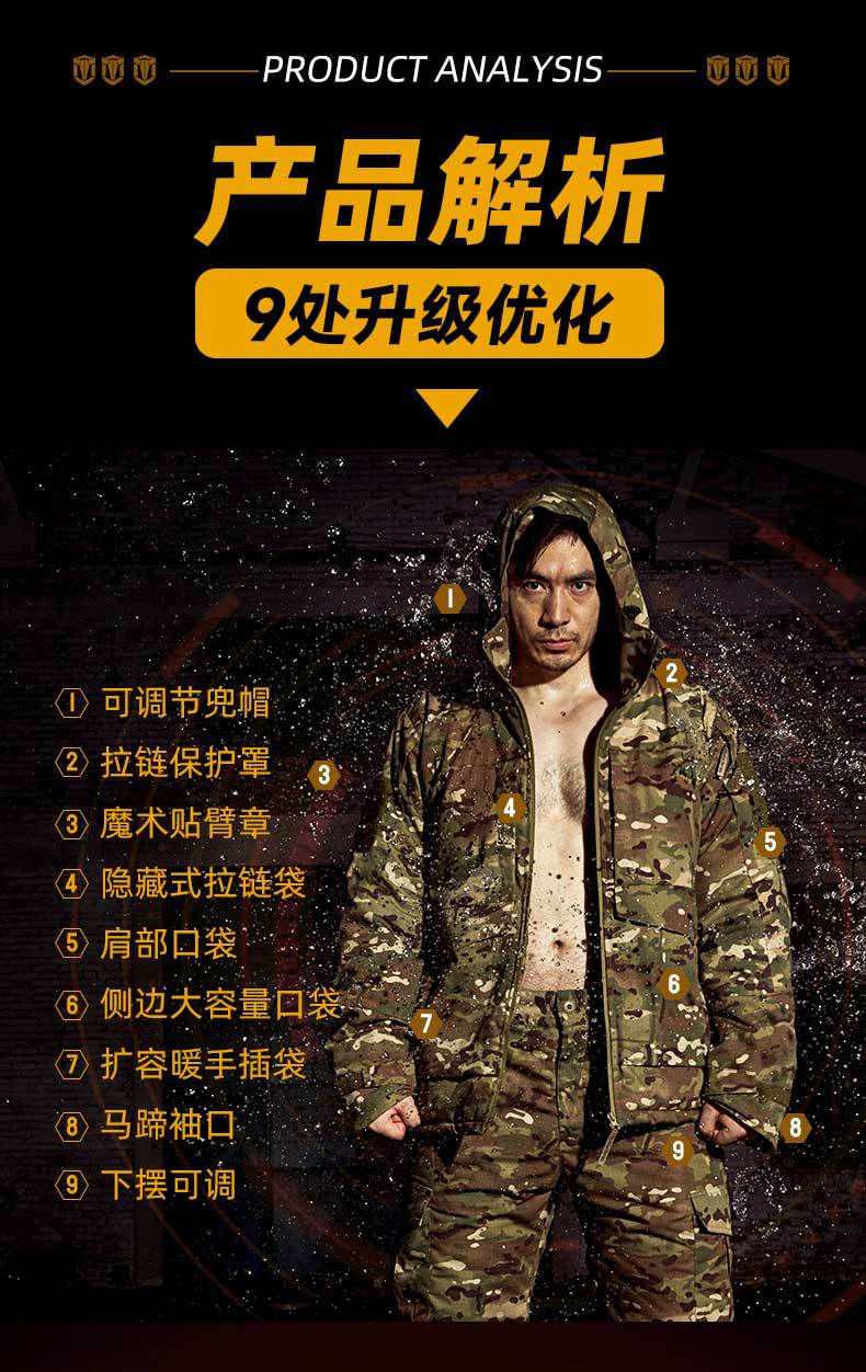 策马新款热反射迷彩户外战术棉服男防寒保暖耐磨棉衣跨境寒区棉袄详情8