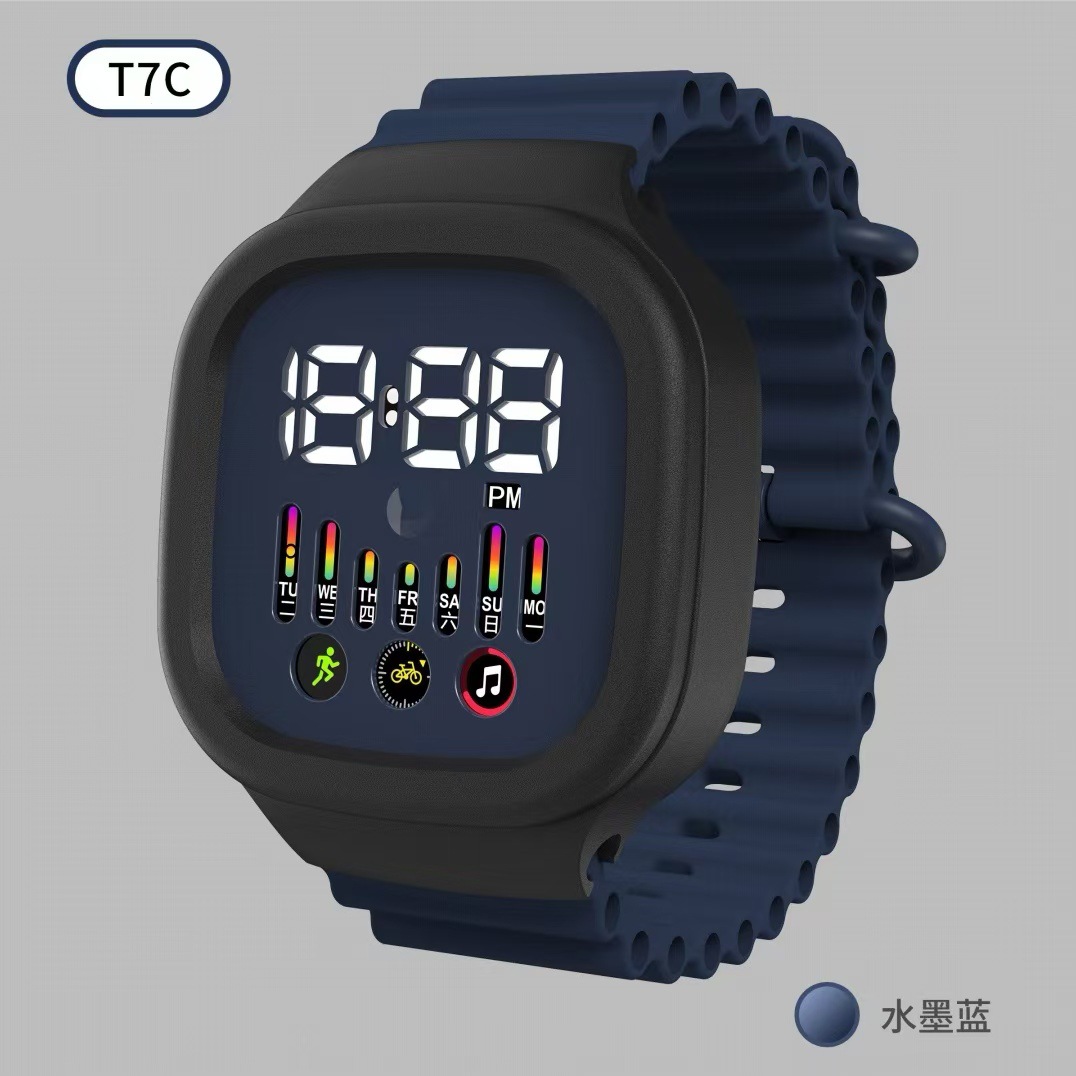 新款LED手表T7C男女星期简约时尚初中情侣小学生运动 LED电子手表详情28