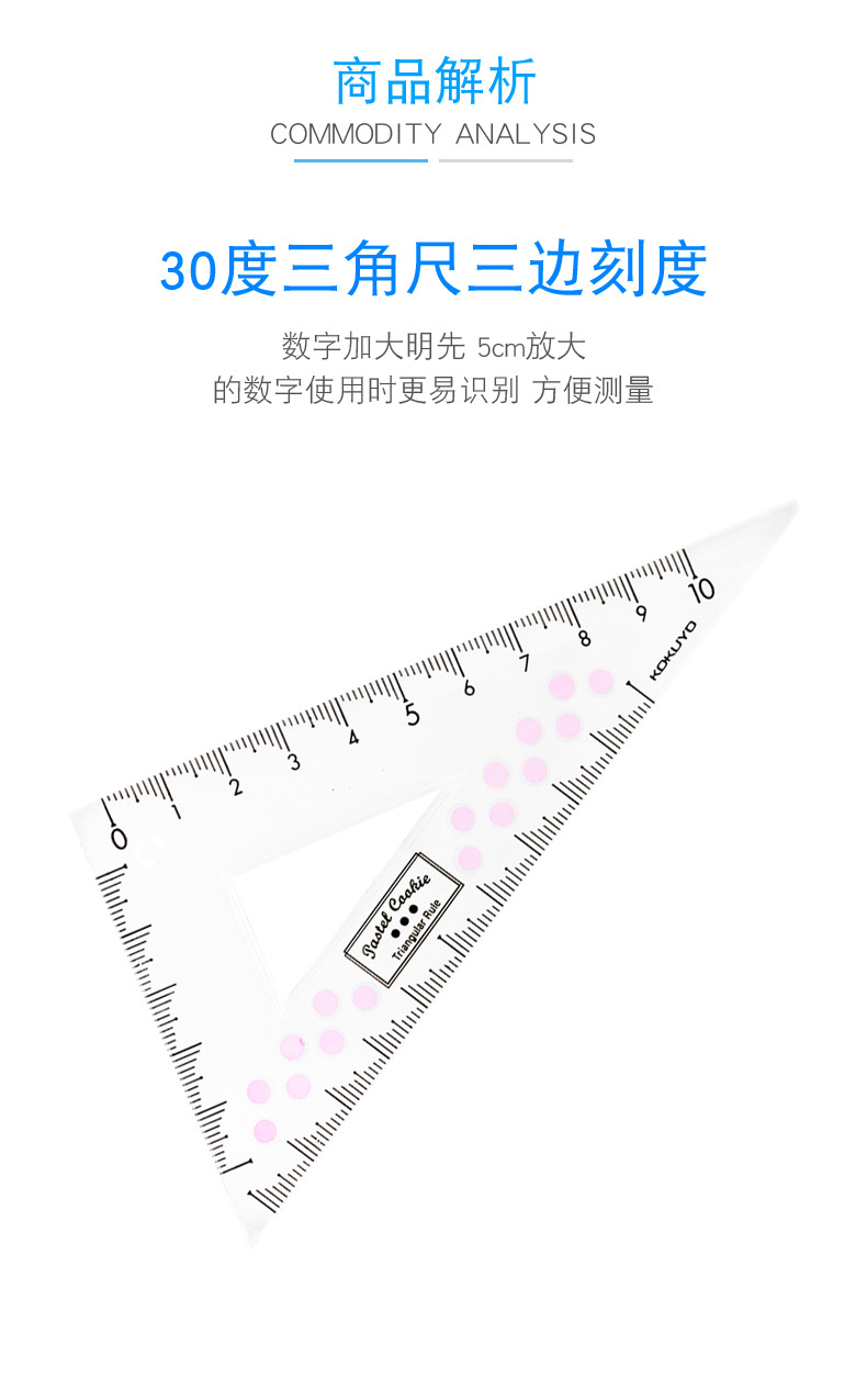 KOKUYO ruler set from Japan: Multi-functional transparent protractor, set square, plastic 15cm straight ruler pic 2