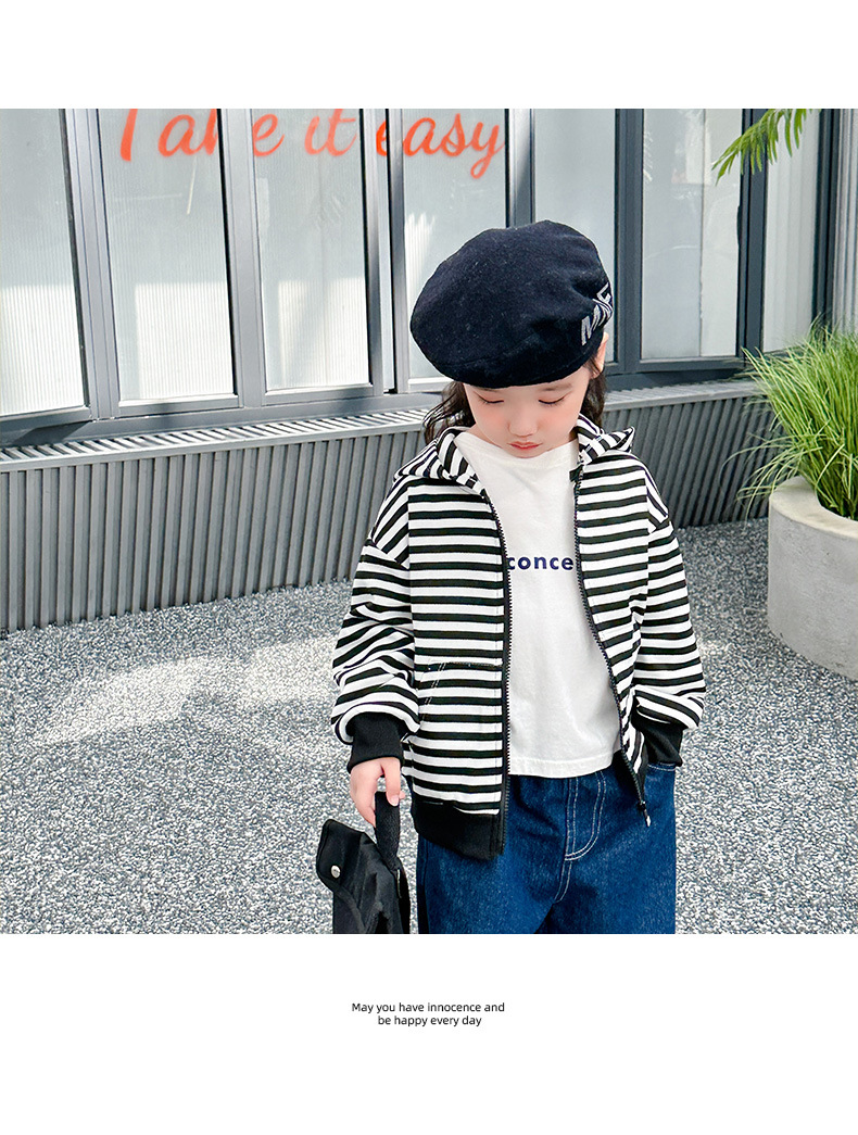 Niños primavera/otoño niños tops hombres bebé zipper abrigos niñas rayas multiplo korean version hoodie hoodies pic 10