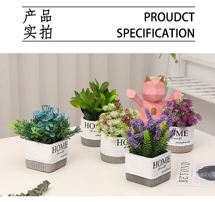 Nordic-style creative small clear cement POTS, artificial plant potted plants, office desk atmosphere decoration and arrangement pic 11