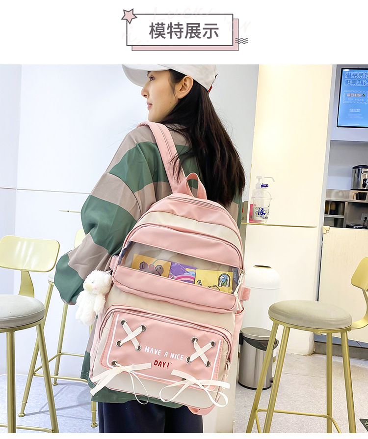 New student schoolbag, Japanese-style cute and fresh girl backpack, large capacity for junior high school students, trendy backpack for primary school boys pic 6