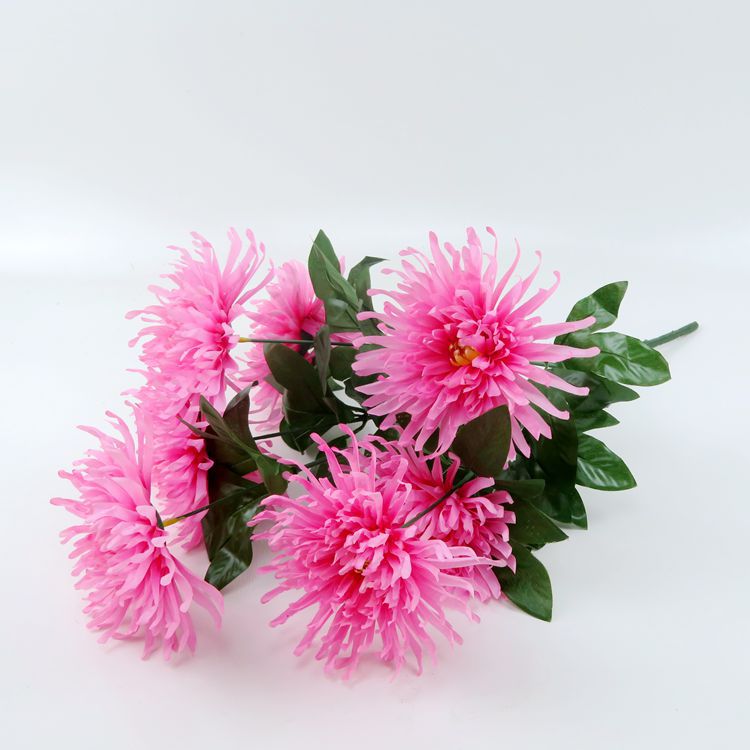 河南厂家现货批发新款仿真菊花中粗杆大把束假花七头金丝菊绢花详情22