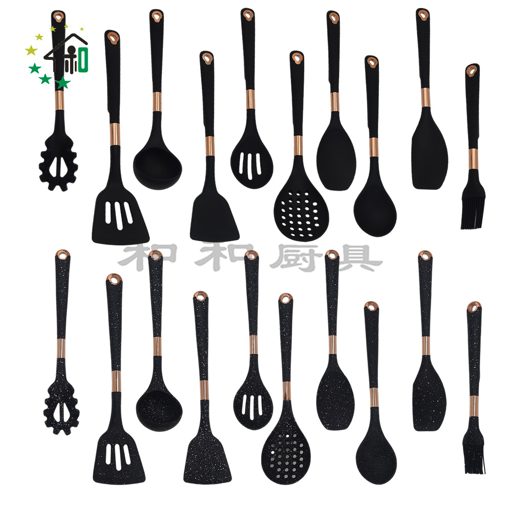 Supply cross-border silicone kitchenware sets, non-stick pans, kitchenware, cooking spoons and spatulas, 10 pieces of gold baking tools pic 12