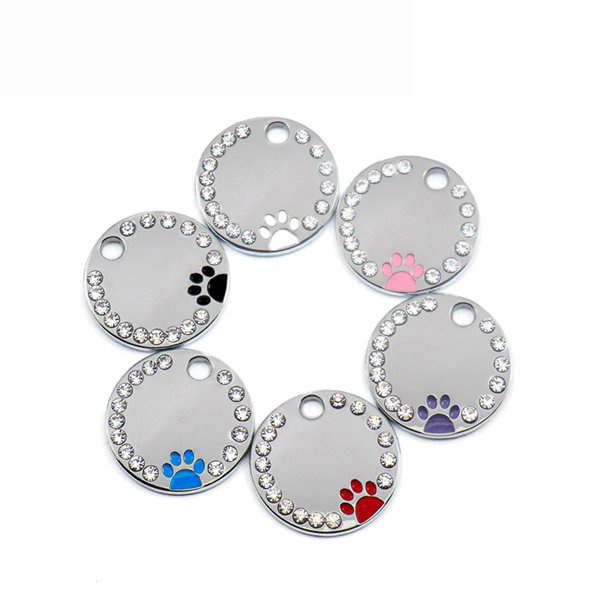 Pet accessories: Multi-color oil drip, foot print, pet dog tag, outdoor anti-loss engraved with diamond cat necklace pendant pic 6