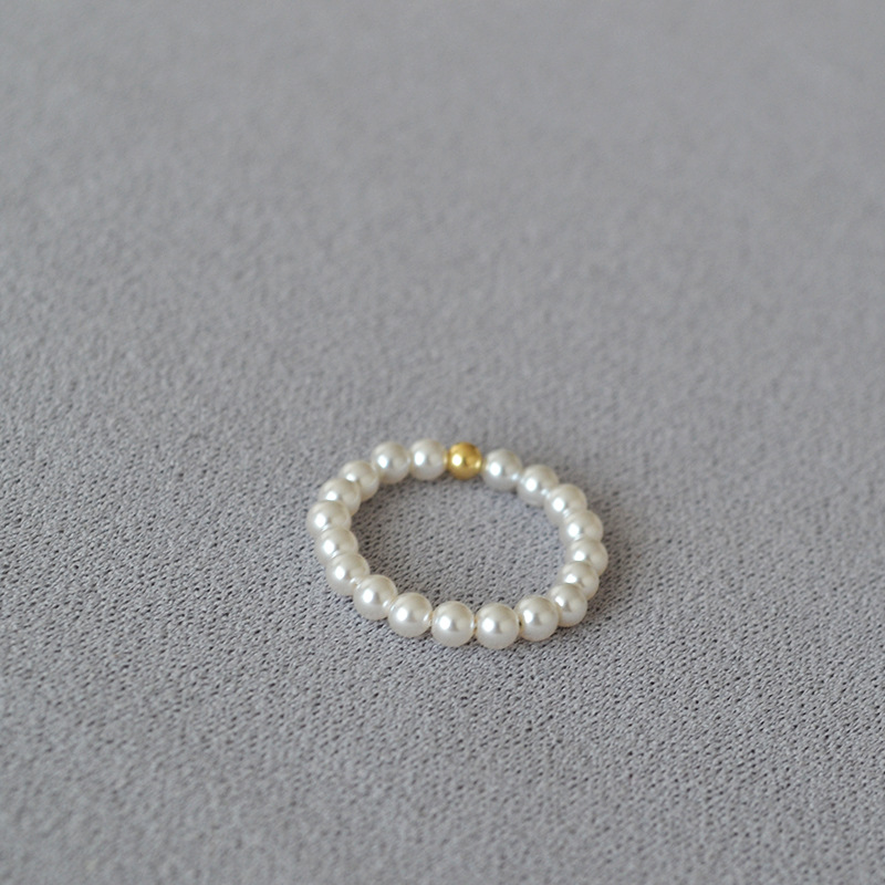A 14K gold-encrusted small gold bead from the United States, a delicate and simple handcrafted finger ring imitating the small pearls of the Shi family pic 7