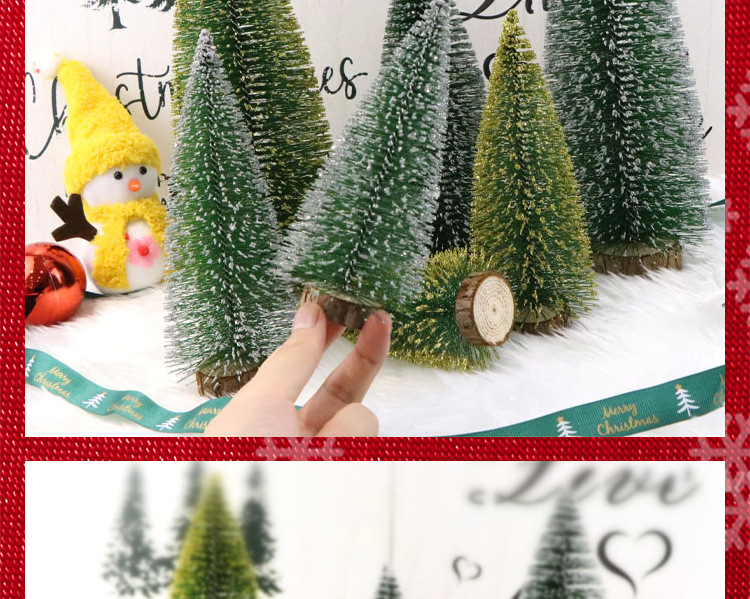 Mini gold and silver pink Christmas pine needle tree Christmas decoration with a simulated wooden base Christmas tree bedroom decoration is in full bloom pic 49