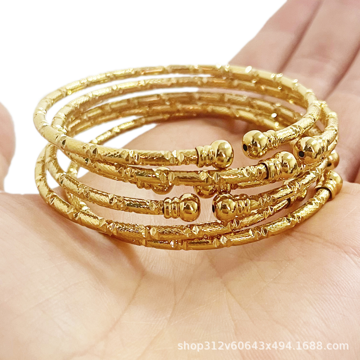 3MM gold-plated bracelet for women, African gold bead bracelet, gift for Ethiopian wedding brides pic 2