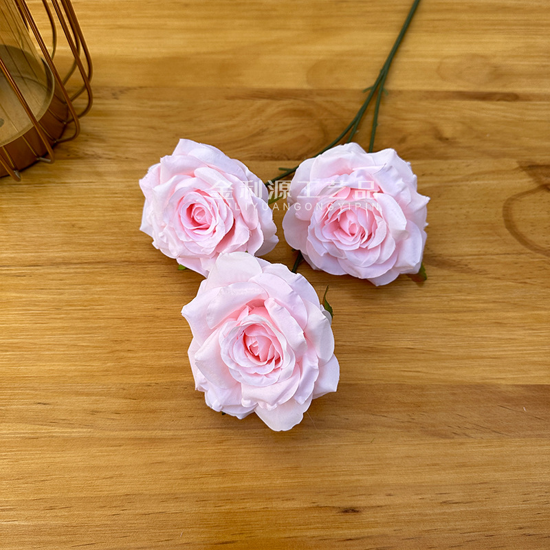 婚庆仿真花3头钻石玫瑰无叶版玫瑰花路引花材弗洛伊德玫瑰瀑布详情24